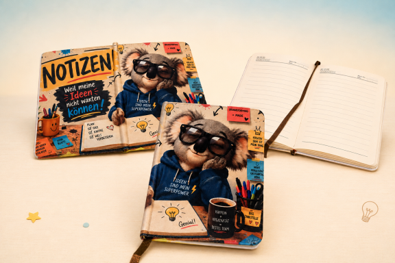 Personalisierte Notizbücher mit Sublimationsdruck Personalisierte Notizbücher mit individuellem Motiv durch Sublimationsdruck